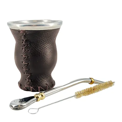 calebasse maté cuir marron